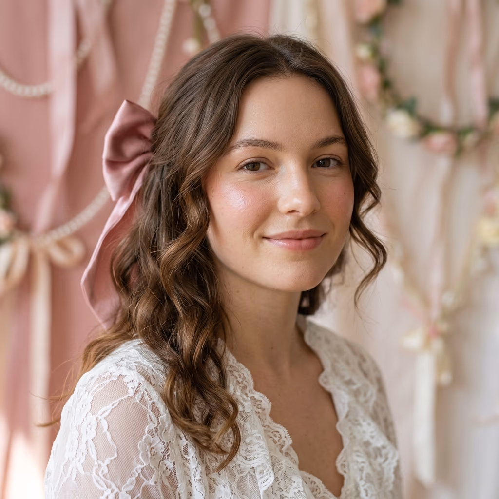 Coquette Aesthetic Profilbild rosa Schleifen Spitze feminine Mädchen Look