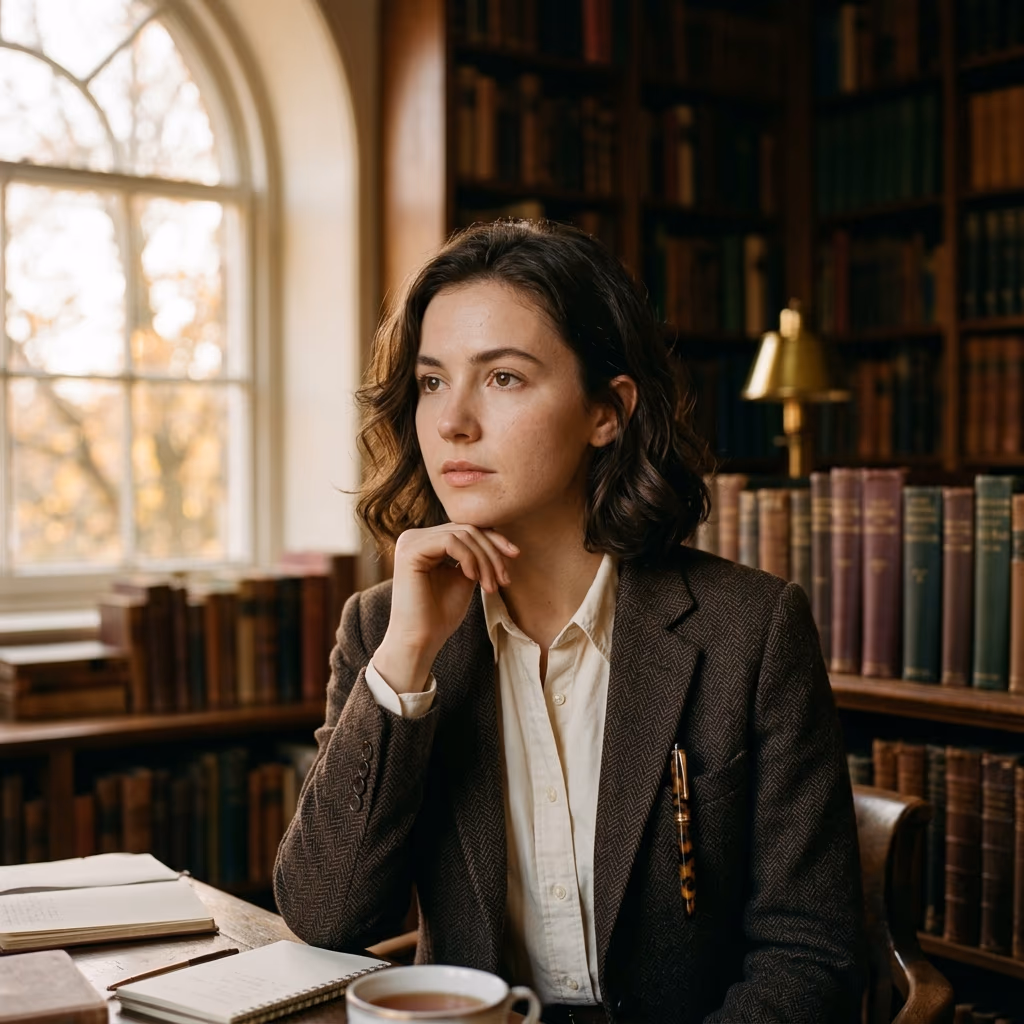 Dark Academia Aesthetic Profilbild Vintage-Bibliothek Tweed für Instagram
