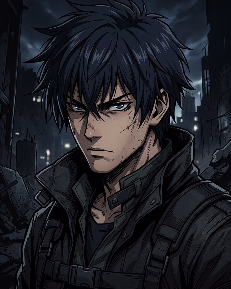 Anime-Profilbild im MAPPA-Style: kontrastreiches, modernes Action-Shading