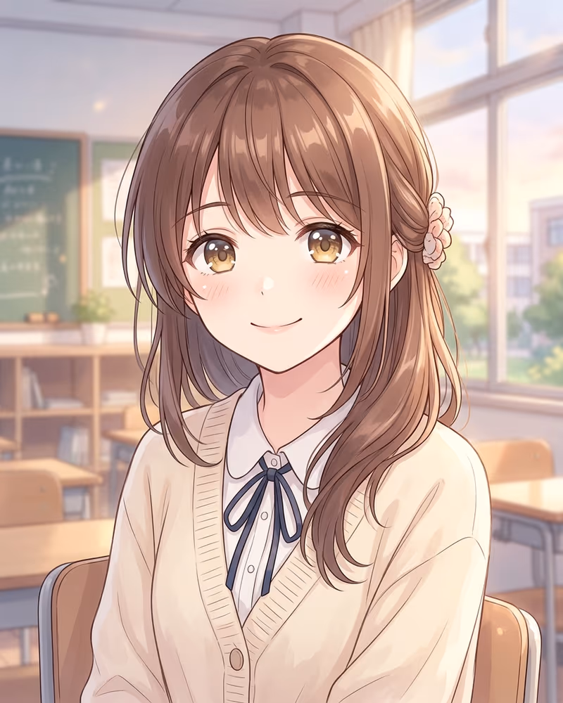 Anime-Profilbild im KyoAni-Slice-Stil: zarte Pastelltöne und große, sanfte Augen