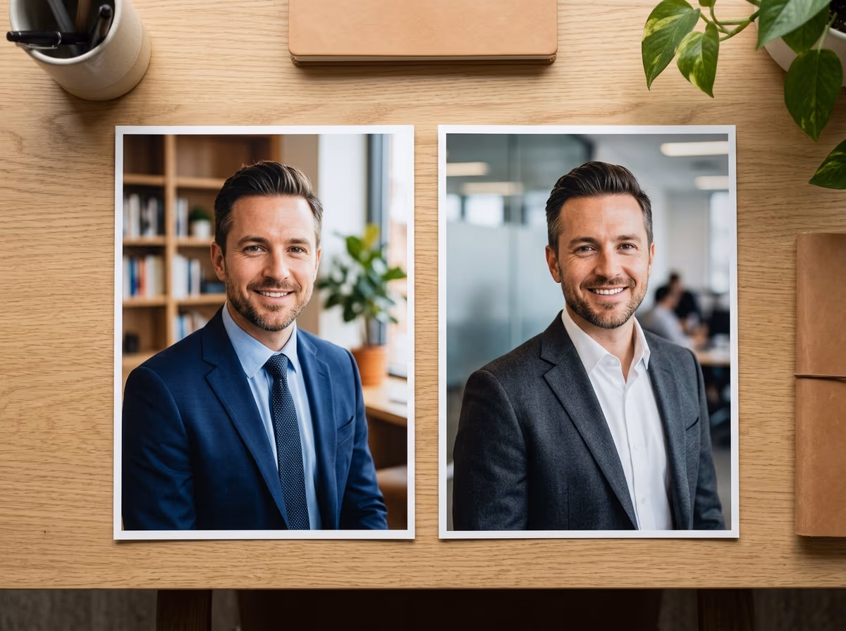 Comparaison visuelle de portraits professionnels créés avec différents services