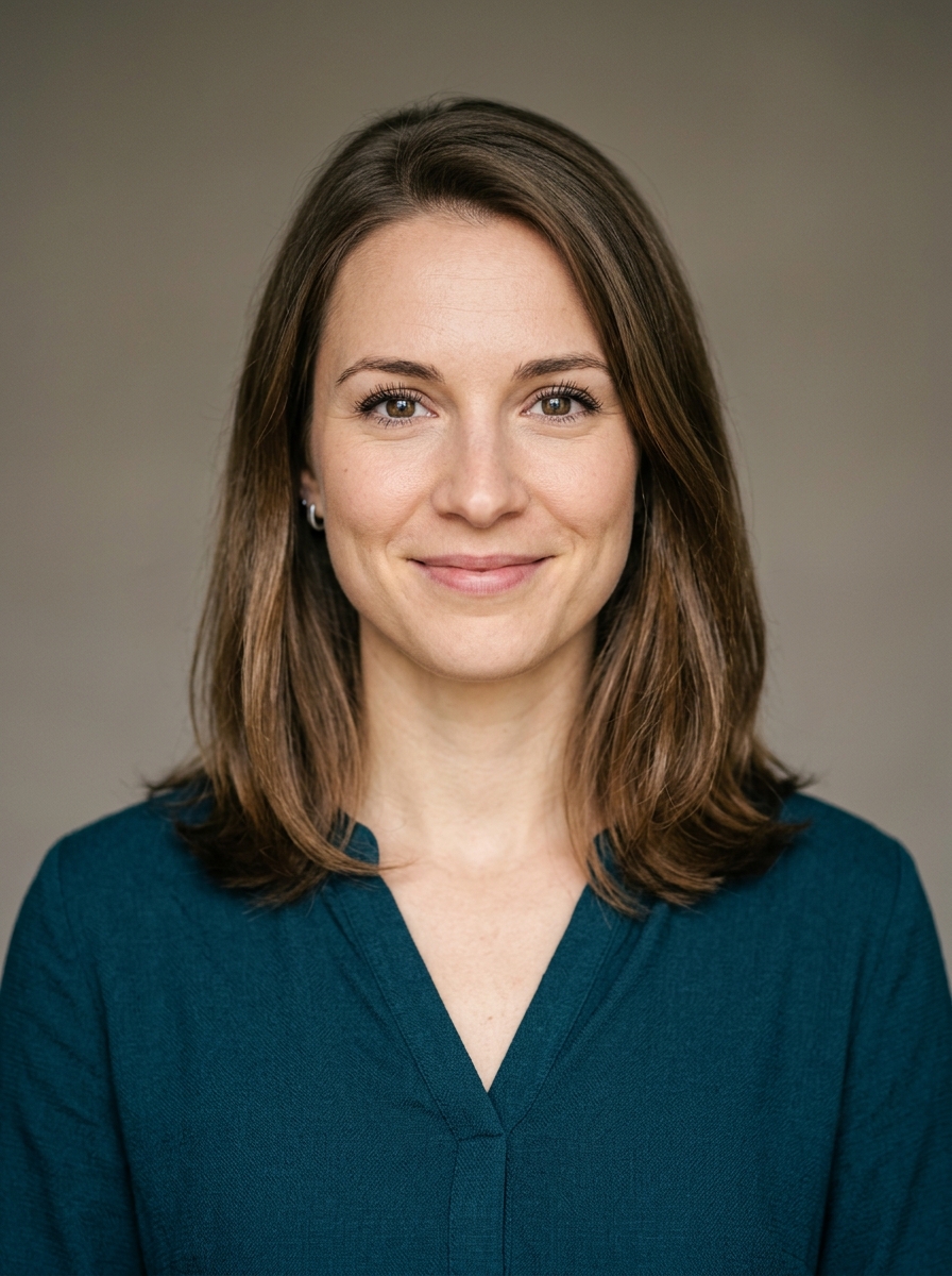 Korrekter Kopf-Schulter-Ausschnitt auf einem guten Bewerbungsfoto mit den Augen im oberen Bilddrittel und etwas Luft über dem Kopf