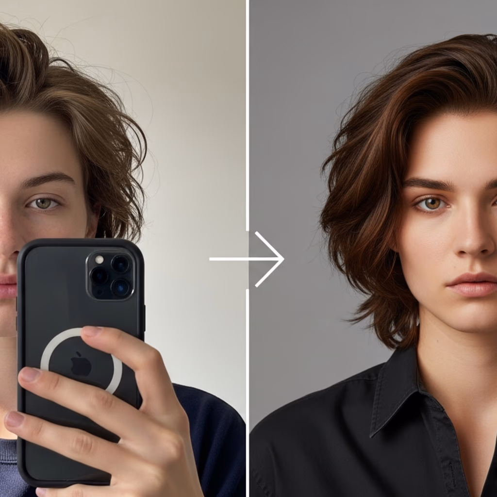 Portrait professionnel d’une femme créé à partir de selfies