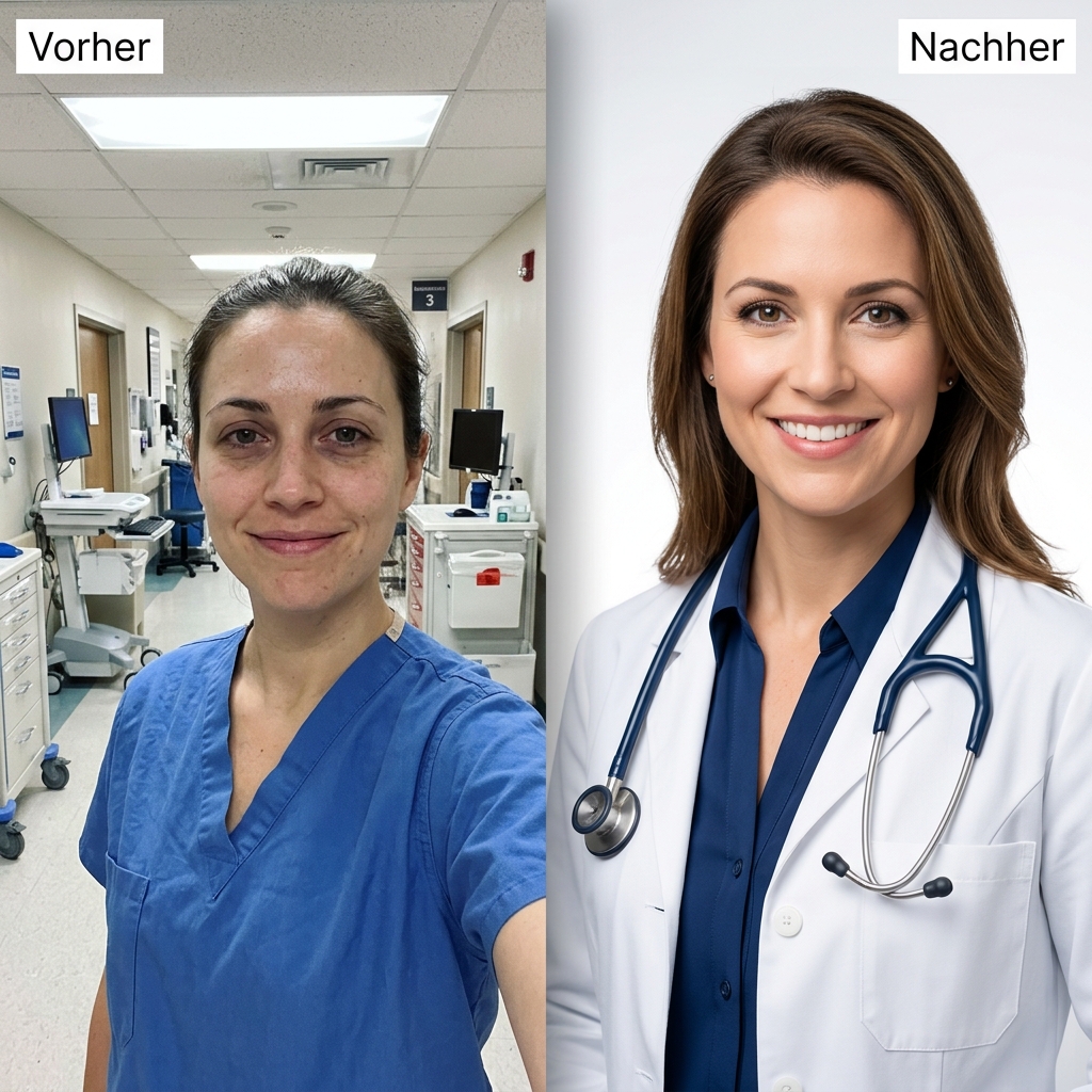 Vorher-Nachher: Selfie wird zum Creative-KI-Profilbild