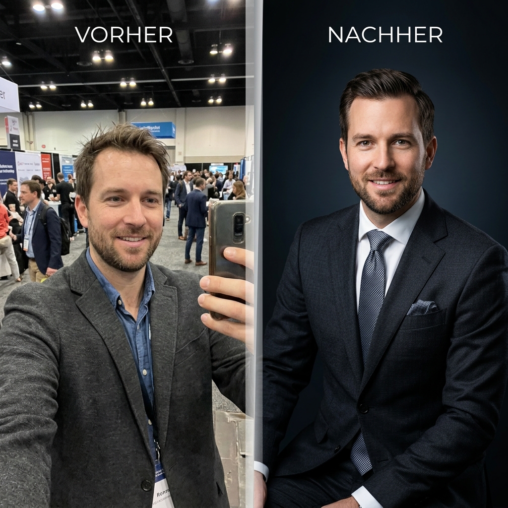 Vorher-Nachher: Selfie wird zum Portrait für Berater