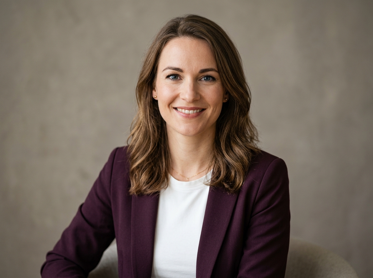 Professionelles KI-Bewerbungsfoto einer Frau im Blazer als Beispiel der HeadshotPro-Alternative