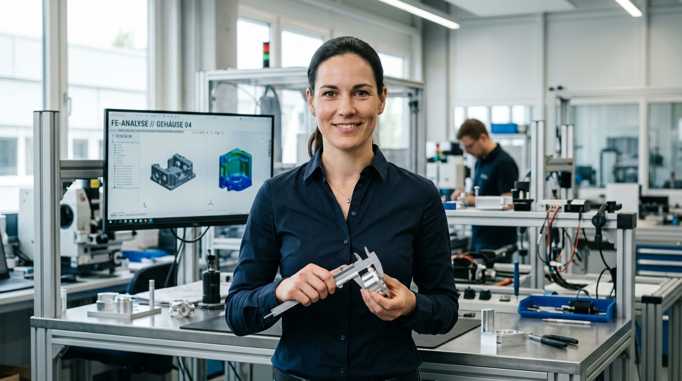 Beispielfoto einer modernen Ingenieurin im Engineering-Lab