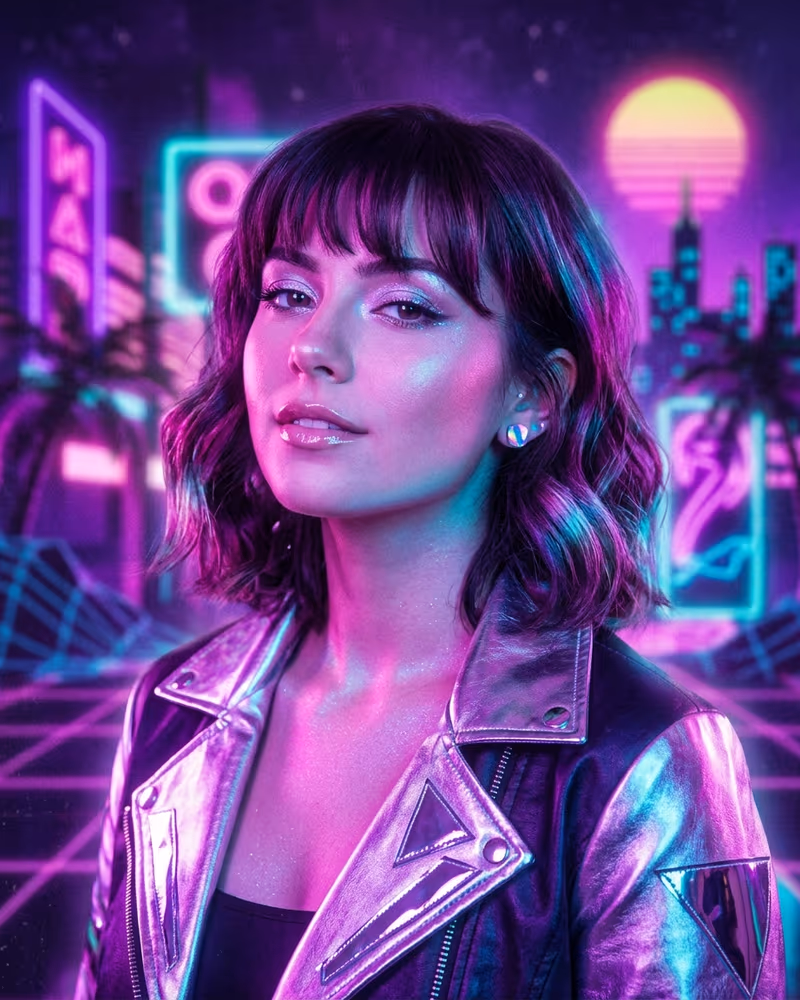 Lila Profilbild im Holo-Vapor-Stil: holografisches Lila-Pink-Cyan-Licht