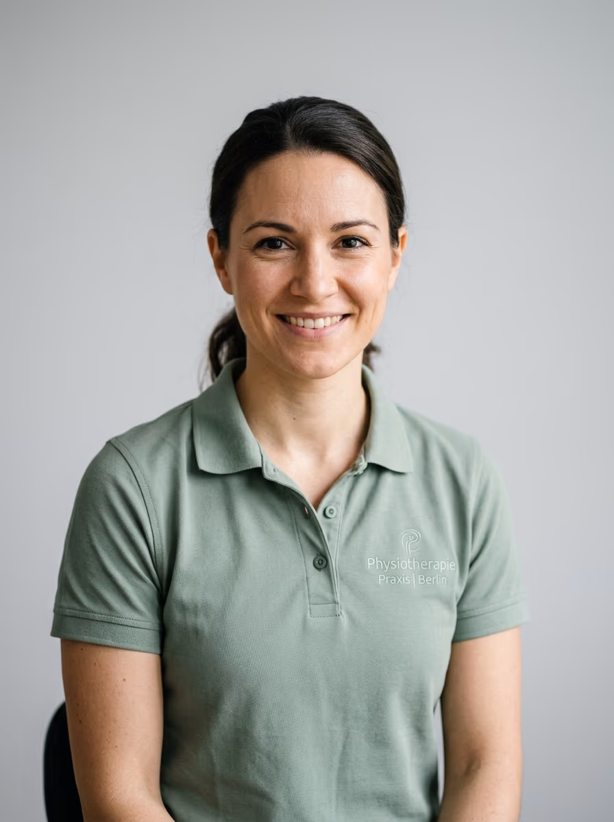 Ideales Physiotherapeut-Bewerbungsfoto: souver&auml;n und nahbar im salbeigr&uuml;nen Polo