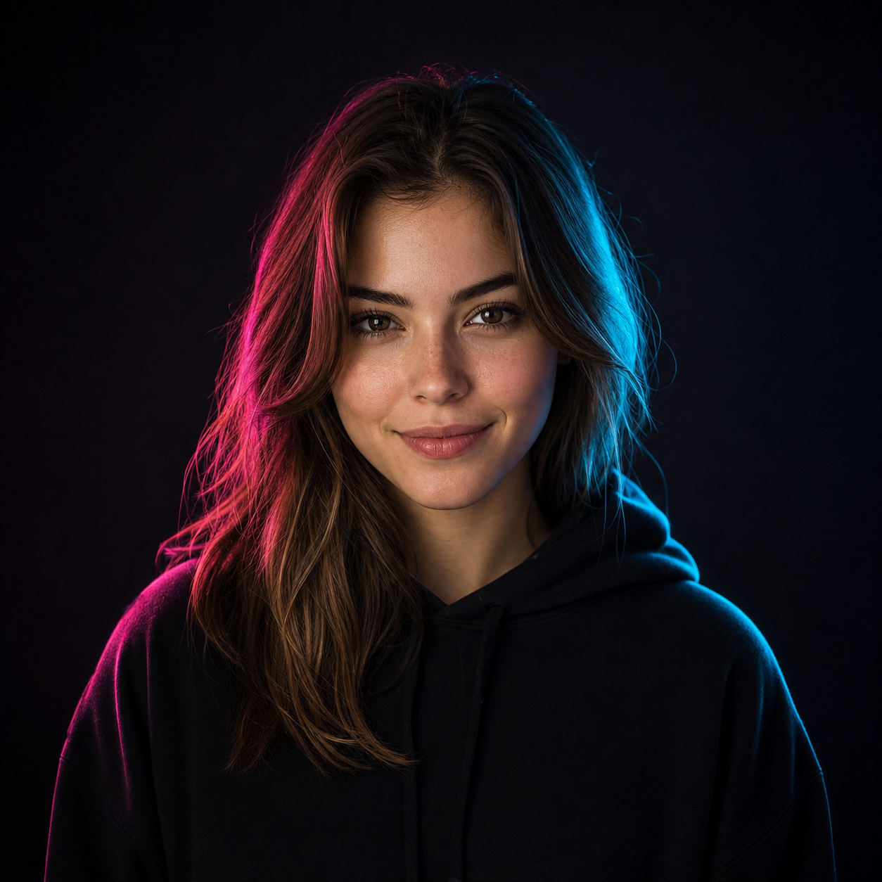 Steam-Profilbild Look Neon Gaming: dunkler Hintergrund mit pink-türkisem Rand-Licht